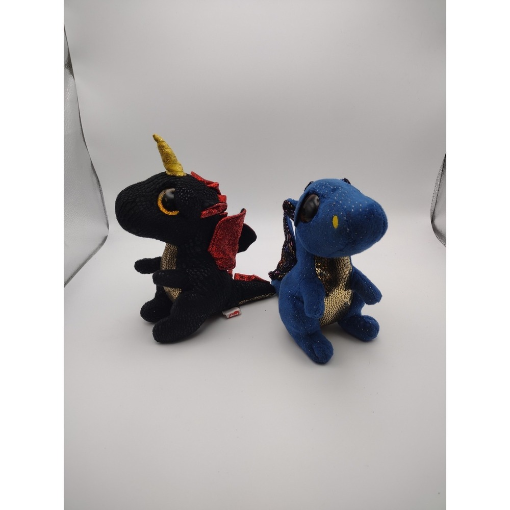 Ty Beanie Boos 6" GRINDAL‎ And Saffire Dragon Plush  Lot Of 2
